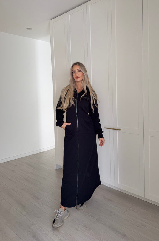 KK Long Line Fleece Jacket  Black