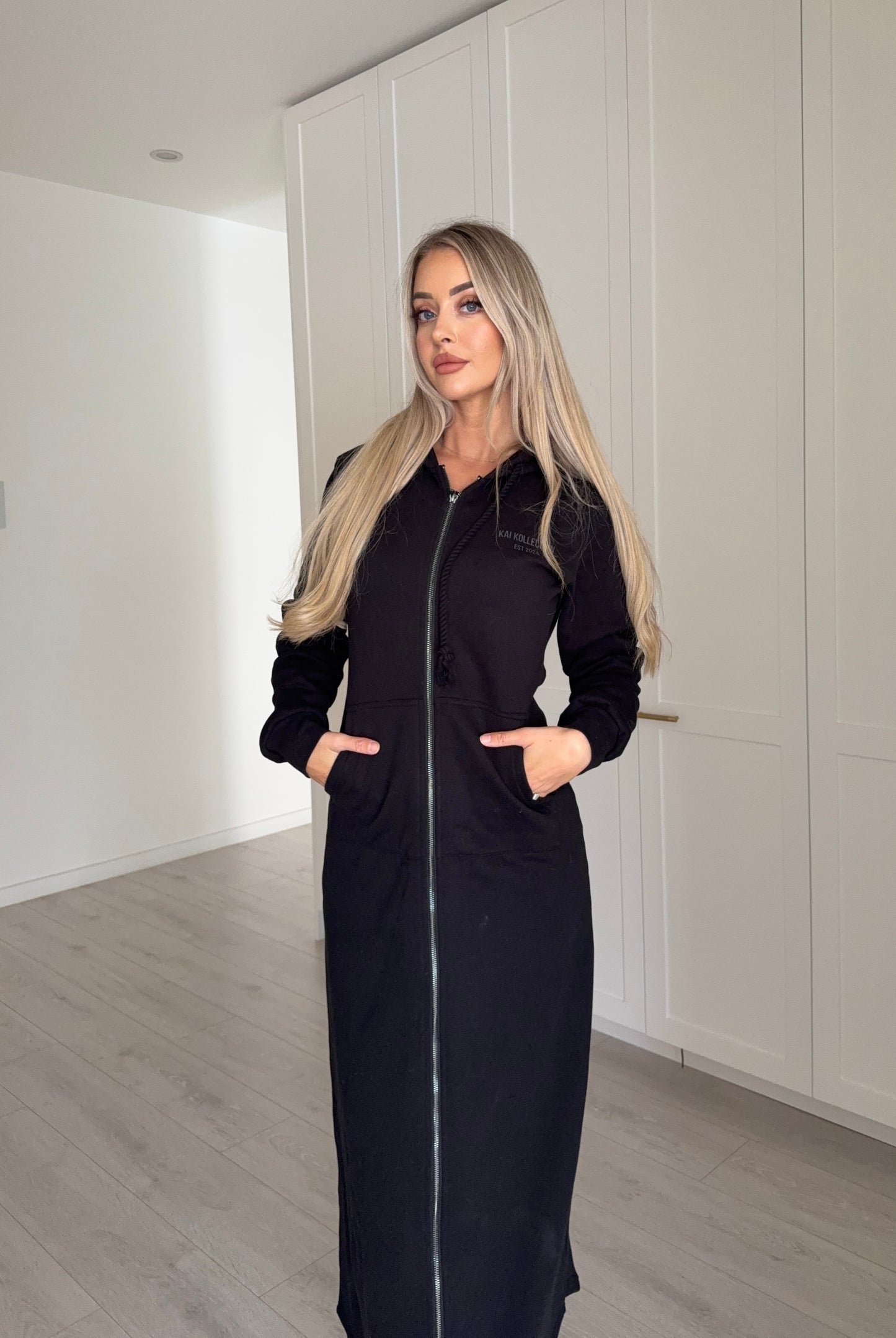 KK Long Line Fleece Jacket  Black
