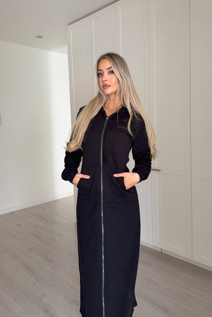 KK Long Line Fleece Jacket  Black